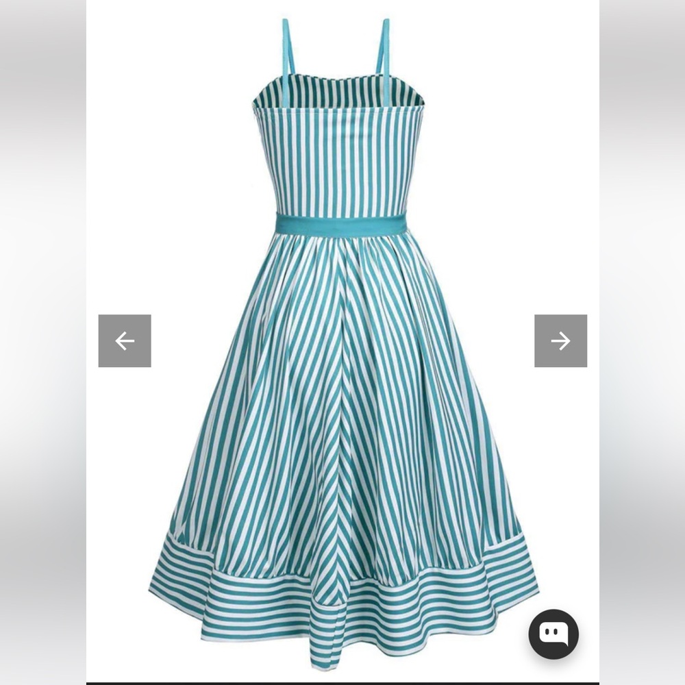 Retro stage TURQUOISE 1950S STRIPES ROMPER & SKIRT - Picture 4 of 14
